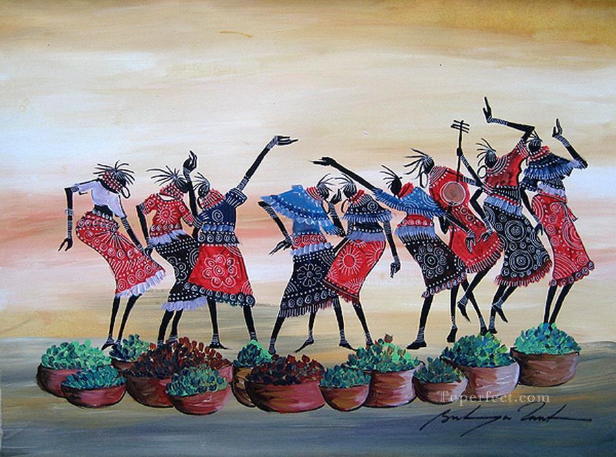 ダンス・ウィズ・グリーンズ・アフリカン油絵